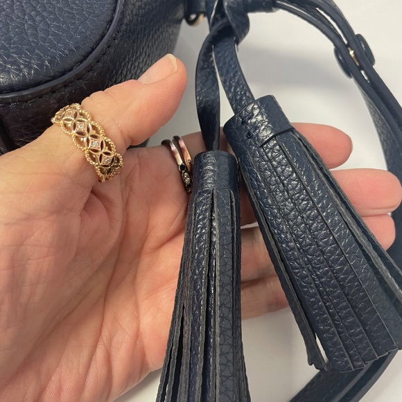 Tory Burch Leather Thea Navy Blue Camera Bag - Picture 6 of 9